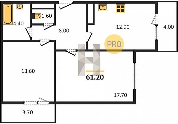 Продается 2-комн. квартира, 61.2 м², ЖК Жилой квартал Бауинвест, 