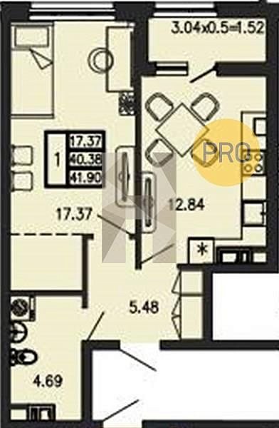 Продается 1-комн. квартира, 41.9 м², ЖК Суворов, 