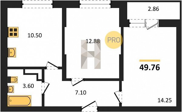Продается 2-комн. квартира, 49.76 м², ЖК Смородина-2, 