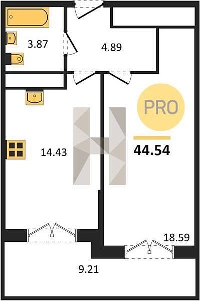 Продается 1-комн. квартира, 44.54 м², ЖК Высочество, 