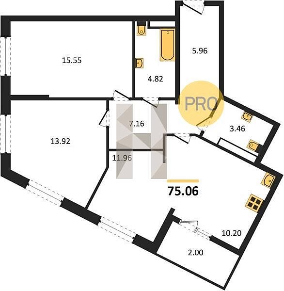 Продается 2-комн. квартира, 75.06 м², ЖК Белые Росы, 