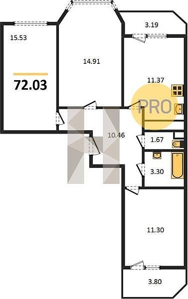 Продается 3-комн. квартира, 72.03 м², ЖК Огурцы, 
