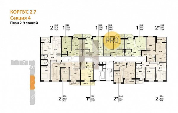 2-комн. квартира, 50.1 м², ЖК Спортивная деревня-2 (№132936)