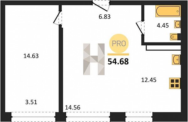 Продается 2-комн. квартира, 54.68 м², ЖК Гарантия на Обрывной, 