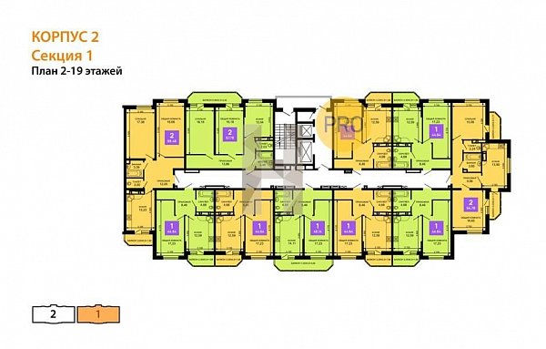 2-комн. квартира, 68.48 м², ЖК Лучший (№133369)