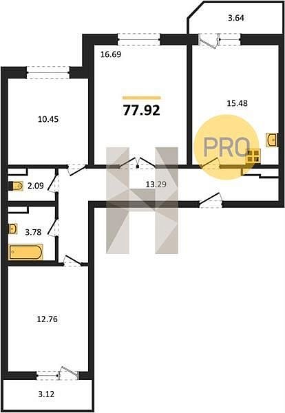 Продается 3-комн. квартира, 77.92 м², ЖК URAL, 