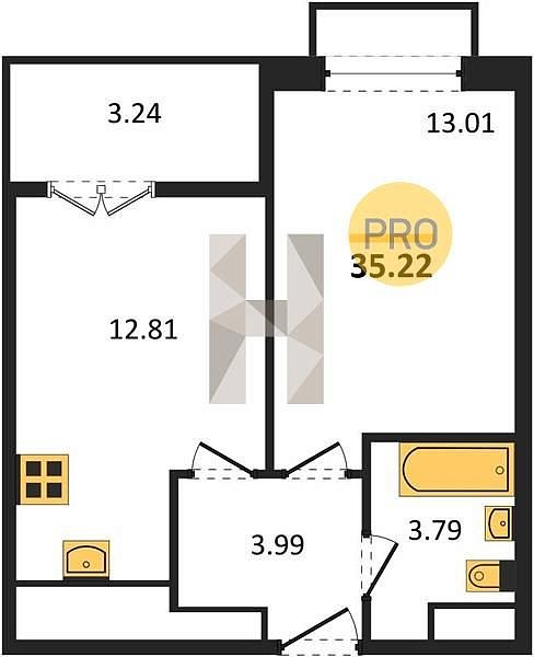 Продается 1-комн. квартира, 35.22 м², ЖК Высочество, 