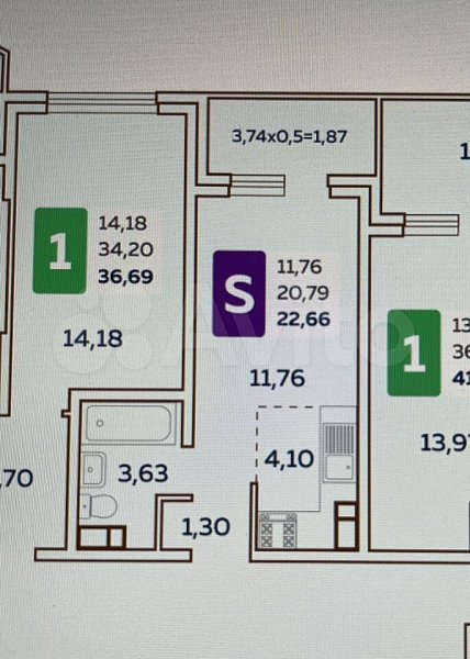 Студия, 22.7 м², р-н поселок Краснодарский (№125468)