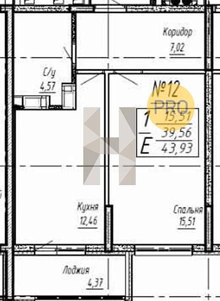 Продается 1-комн. квартира, 43.93 м², ЖК Спутник, 