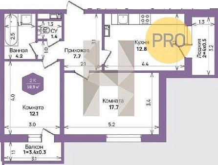 Продается 2-комн. квартира, 59 м², ЖК Жилой квартал Бауинвест, 