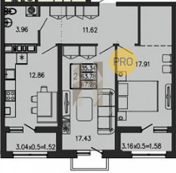 Продается 2-комн. квартира, 67.28 м², ЖК Суворов, 