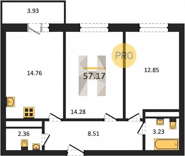 Продается 2-комн. квартира, 57.17 м², ЖК Теплые Края, 
