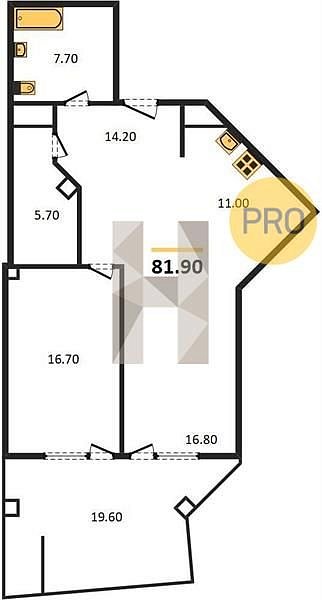 Продается 1-комн. квартира, 81.9 м², ЖК Девелопмент-Плаза, 