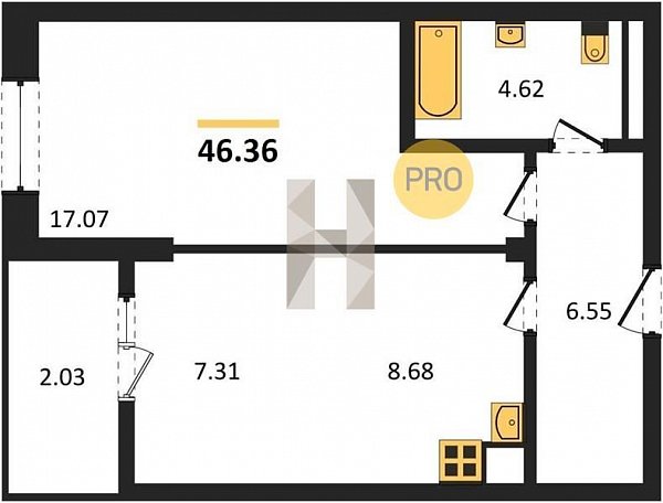 Продается 1-комн. квартира, 46.36 м², ЖК Белые Росы, 