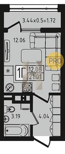 Продается Студия, 21.01 м², ЖК Яблоневый-2,