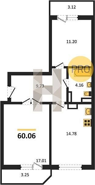 Продается 2-комн. квартира, 60.06 м², ЖК URAL, 
