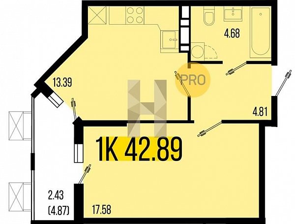 Продается 1-комн. квартира, 42.89 м², ЖК Цветной бульвар, 
