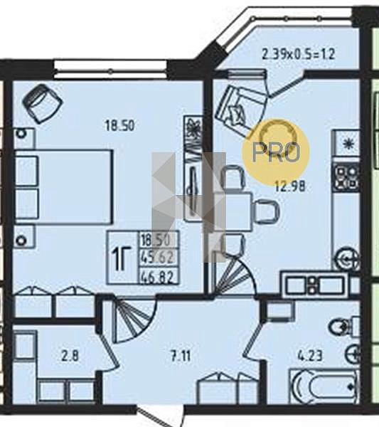 Продается 1-комн. квартира, 46.82 м², ЖК Мега Победа, 