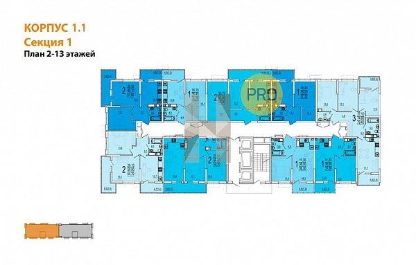 1-комн. квартира, 39.3 м², ЖК Отражение (№132707)