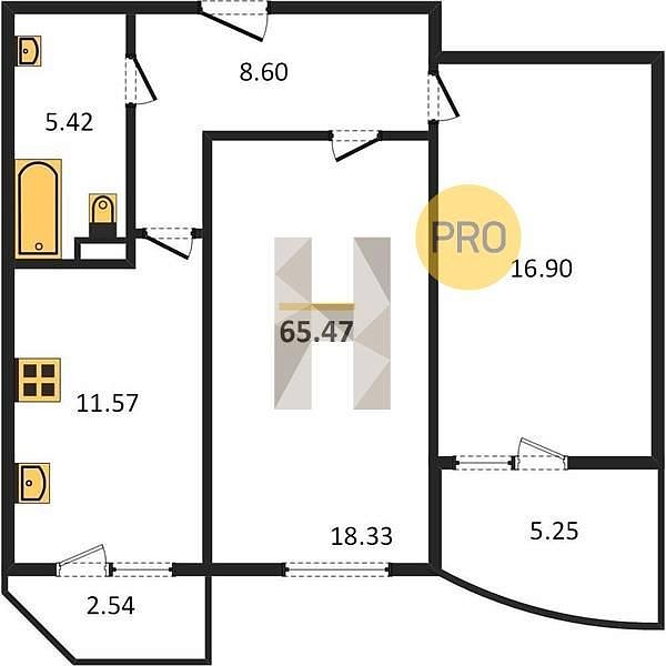 Продается 2-комн. квартира, 65.47 м², ЖК Россинский Парк, 