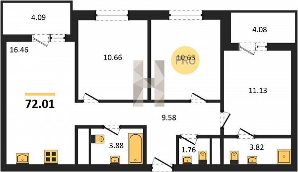 Продается 3-комн. квартира, 72.01 м², ЖК Теплые Края, 