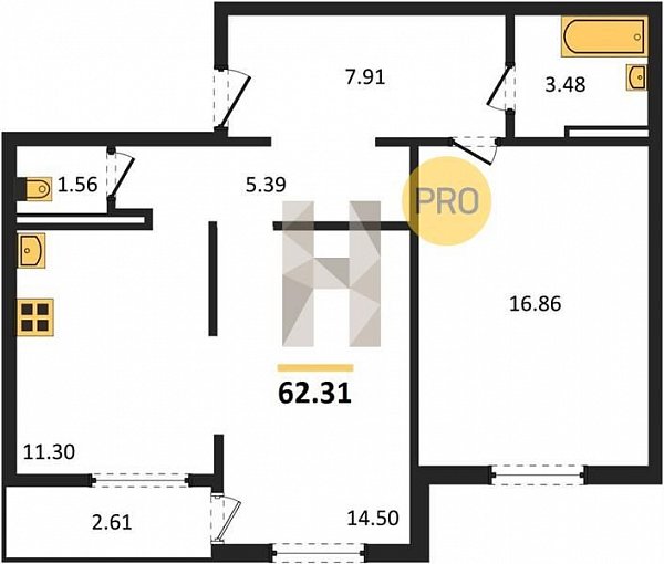 Продается 2-комн. квартира, 62.31 м², ЖК Восточно-Кругликовский, 