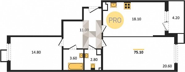 Продается 2-комн. квартира, 75.1 м², ЖК Парк Победы-2, 