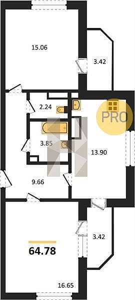 Продается 2-комн. квартира, 64.78 м², ЖК Лучший, 