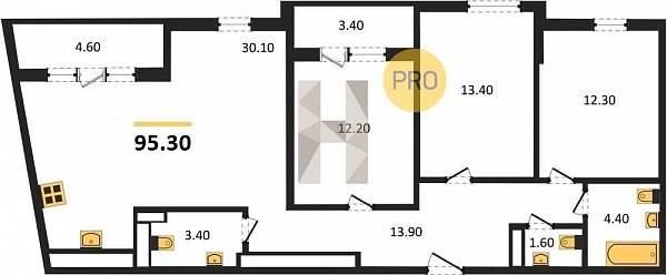 Продается 3-комн. квартира, 95.3 м², ЖК Все Свои, 
