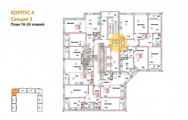 3-комн. квартира, 85.16 м², ЖК Гарантия на Обрывной (№132526)