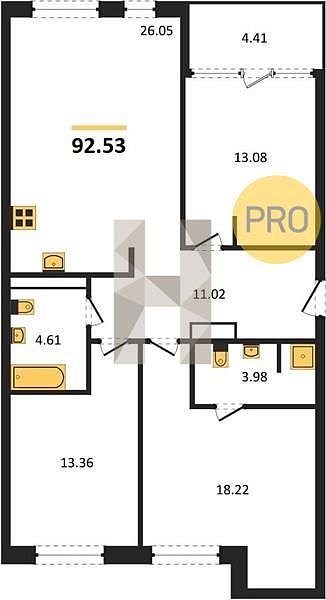 Продается 3-комн. квартира, 92.53 м², ЖК Патрики, 