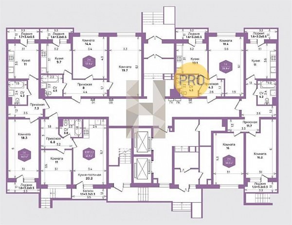2-комн. квартира, 57.9 м², ЖК Жилой квартал Бауинвест (№133195)