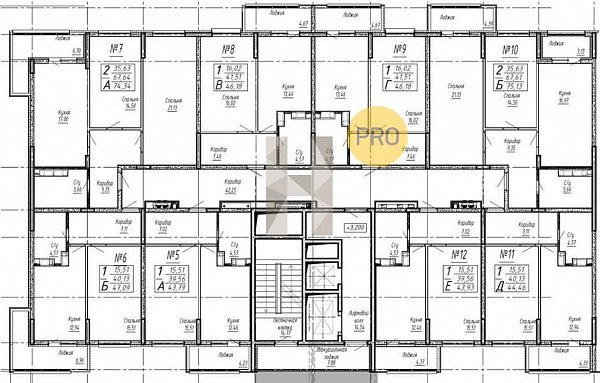 2-комн. квартира, 74.34 м², ЖК Спутник (№133457)