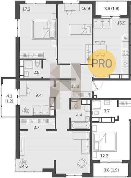 Продается 4-комн. квартира, 114.2 м², ЖК Все Свои, 