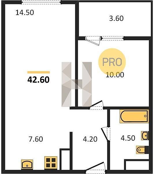 Продается 1-комн. квартира, 42.6 м², ЖК ЮГГЕ, 