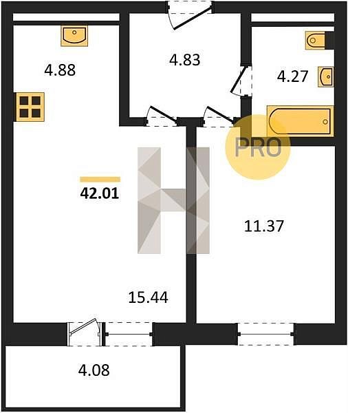Продается 1-комн. квартира, 42.01 м², ЖК Вектор, 