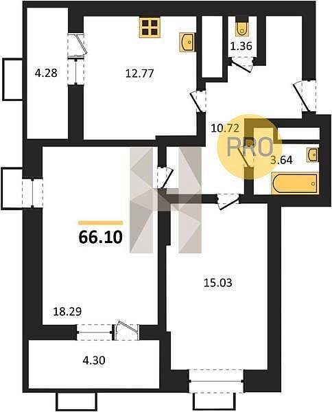 Продается 2-комн. квартира, 66.1 м², ЖК Родные просторы, 