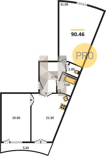 Продается 2-комн. квартира, 90.46 м², ЖК Радонеж, 