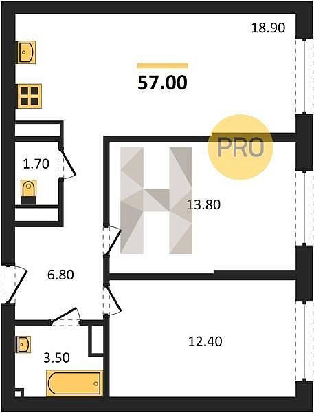 Продается 2-комн. квартира, 57 м², ЖК Догма Парк, 