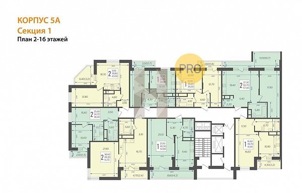 1-комн. квартира, 50.8 м², ЖК Зеленодар (№132784)