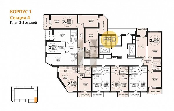 2-комн. квартира, 65.86 м², ЖК Гулливер (№132373)