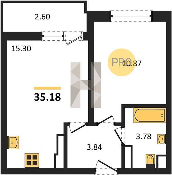 Продается 1-комн. квартира, 35.18 м², ЖК URAL, 