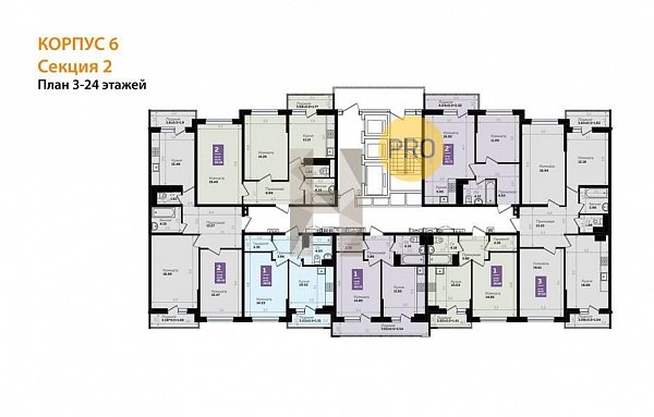 2-комн. квартира, 62.07 м², ЖК Левада (№133390)