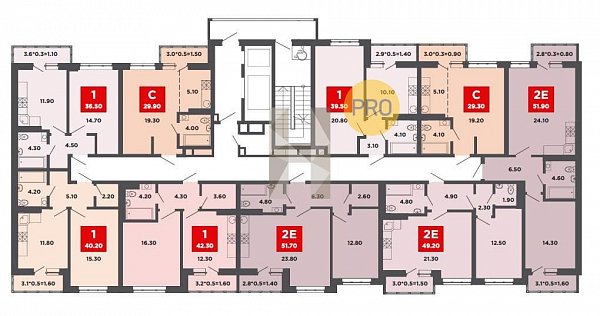 1-комн. квартира, 40.1 м², ЖК Красная площадь Ромекс (№133081)
