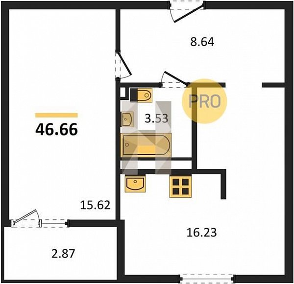 Продается 1-комн. квартира, 46.66 м², ЖК Событие, 
