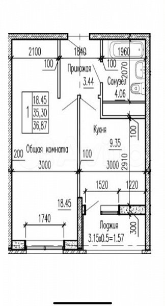 1-комн квартира, 36.9 м², р-н Славянский (№129416)