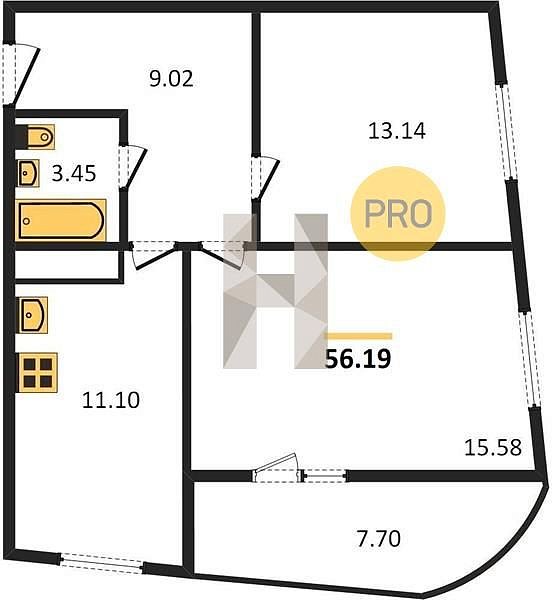 Продается 2-комн. квартира, 56.19 м², ЖК Огурцы, 