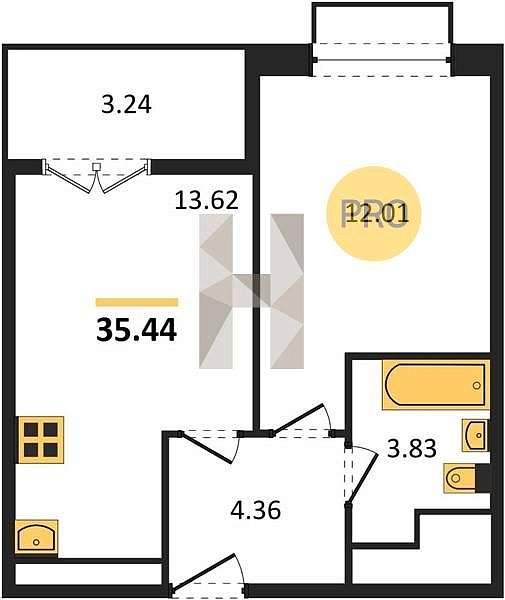 Продается 1-комн. квартира, 35.44 м², ЖК Высочество, 