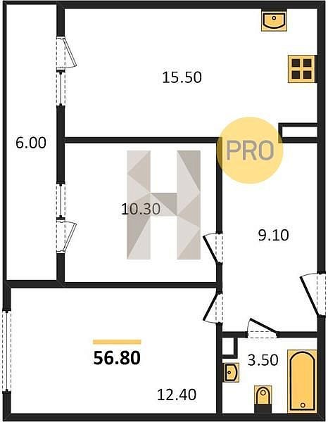 Продается 2-комн. квартира, 56.8 м², ЖК Самолет-4, 