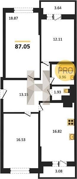 Продается 3-комн. квартира, 87.05 м², ЖК Левада, 